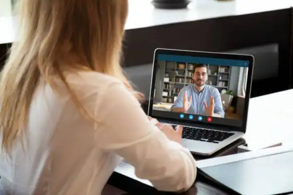 image of woman attending online mediation Ryde speak to our team today!